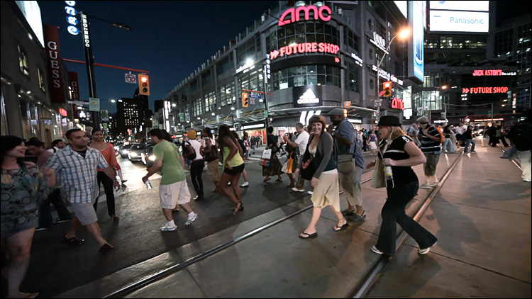 UPDATE: Here's another video of people dancing in Dundas Square later that 