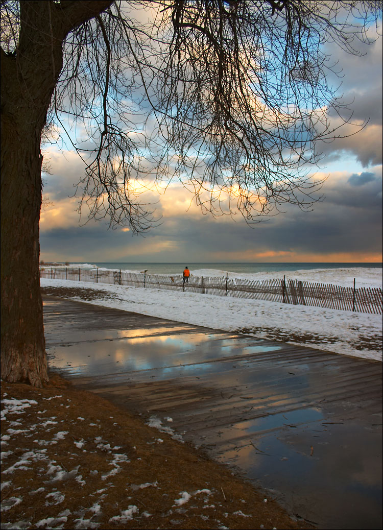 beaches winter sidewalk reflection tall
