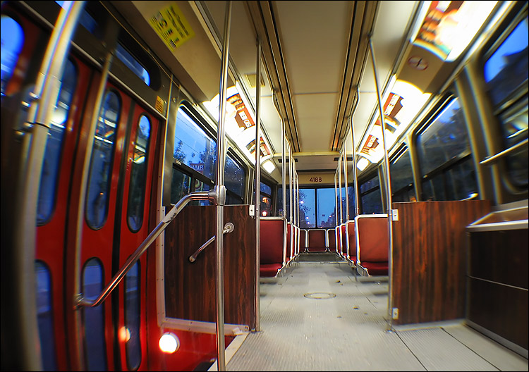 wide empty streetcar || canon a95/raynox .45 ext. | 1/4s | f2.8 | iso50 | handheld